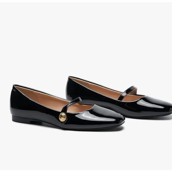 C.Paravano Black Patent Leather Mary Jane Flats - Size 10 - Picture 3 of 4